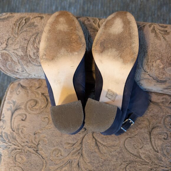 EUC J. Crew Barrett Buckled Suede Navy Ankle Booties SZ 8 - Picture 4 of 5